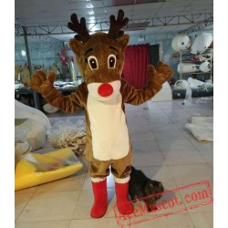 Brown Christmas Deer Elk Mascot Costume