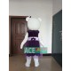 White Teddy Bear Mascot Costume with Purple Dress