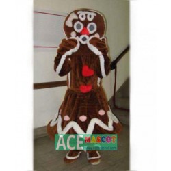 Christmas Lady Gingerbread Heart Mascot Costumes