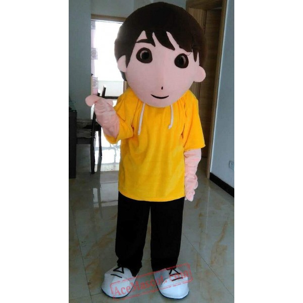 Yellow Boy Mascot Costume
