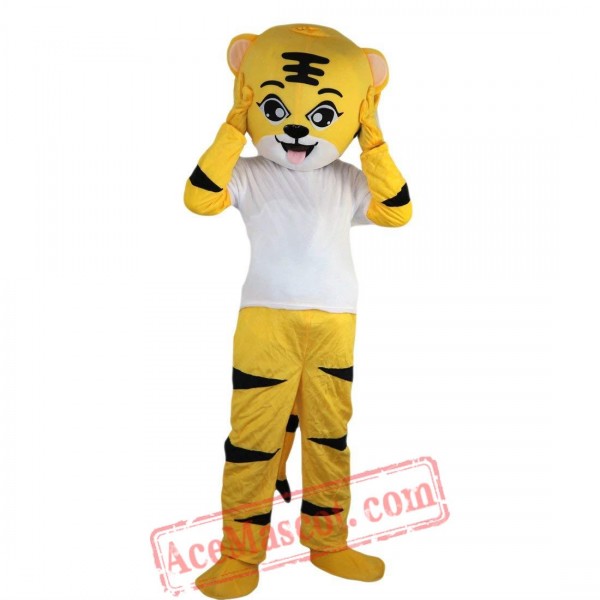 Yellow Sport Tiger Mascot Costume for Adult