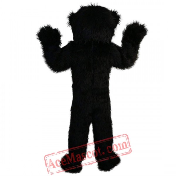 Long Hair Black Bear Mascot Costume for Adult