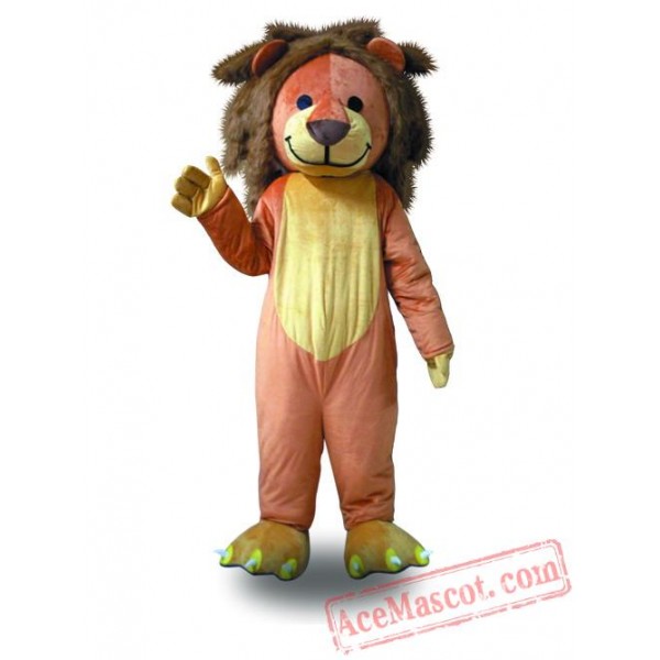 Professional Orange Brown Hair Lion Mascot Costume