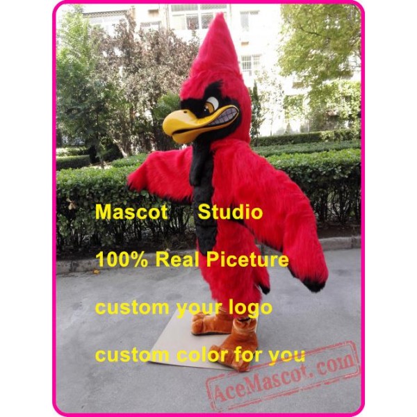 Red Plush Jay Mascot Costume Red Eagle