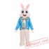 Blue Vest Easter Bunny Mascot Costume