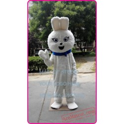 White Plush Bunny Mascot Costume