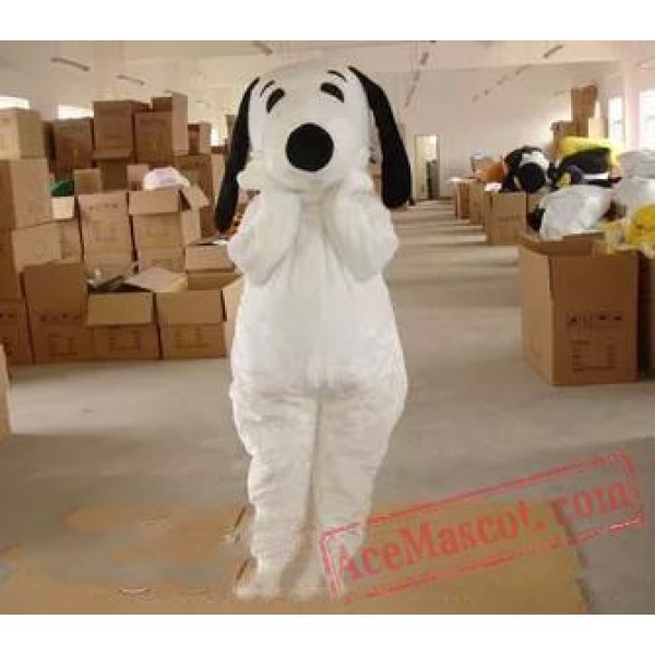 Adult Plush White Dog Mascot Costume