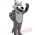 Long Plush Grey Wolf Mascot Costume