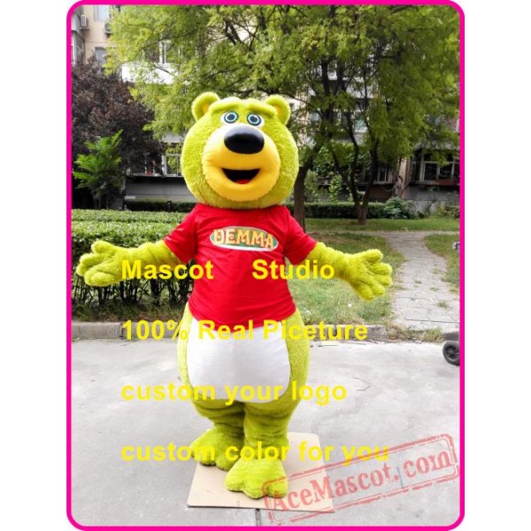 Green Bear Mascot Costume