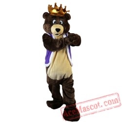 Dark Brown King Bear Mascot Costume