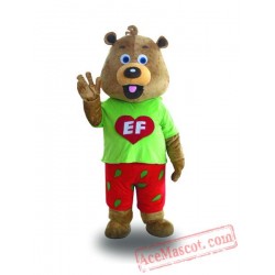 Professional Green Coat Bear Mascot Costume