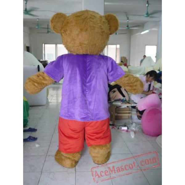 Cartoon Star Vest Plush Brown Bear Mascot Costume