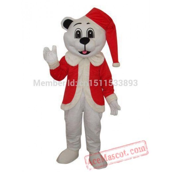 High Quality Bear With Santa Hat Mascot Costume