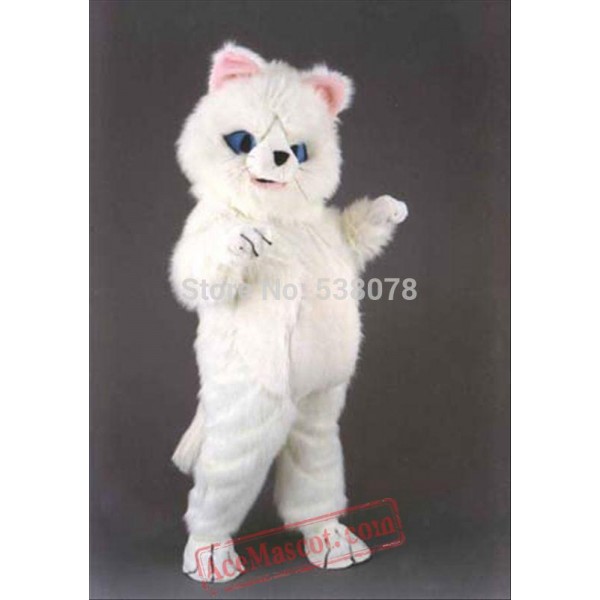 Plush Fat White Persian Cat Mascot Costume