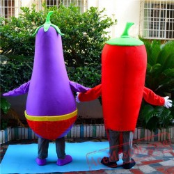 Chili Eggplant Mascot Costume Vegetables Cartoon