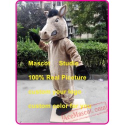 Brown Horse Mascot Costume Mustang Mascot