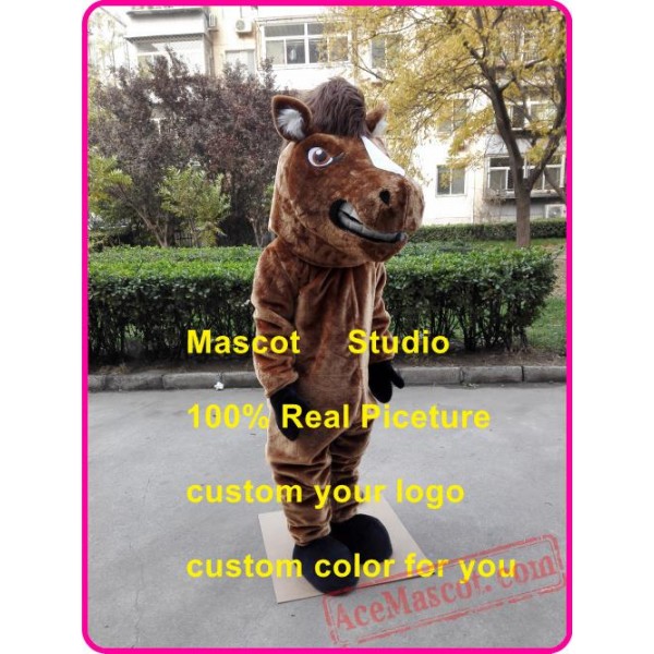 Brown Horse Mascot Costume Mustang Stallion 