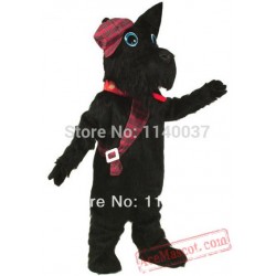 Long Hair Black Scotty Dog Mascot Costume