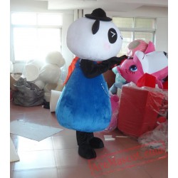 Adult Cartoon Character Blue Panda Mascot Costume