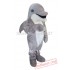 Grey Clever Dolphin Mascot Costume Adult Cartoon Character