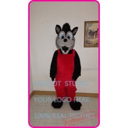 Black Wolf Coyote Mascot Costume Cartoon Character