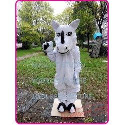 White Rhino Mascot Rhinoceros Costume Cartoon Character