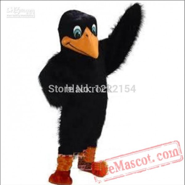 Adult Black Bird Eagle Cartoon Mascot Costume
