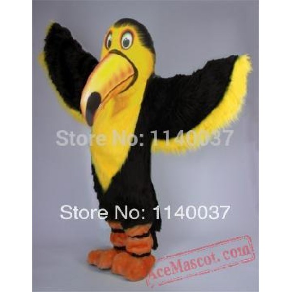 Long Hair Plush Yellow & Black Toucan Mascot Costume