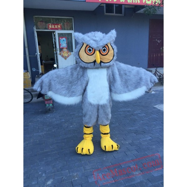 Long Hair Gray Owl Mascot Costume Adult Character