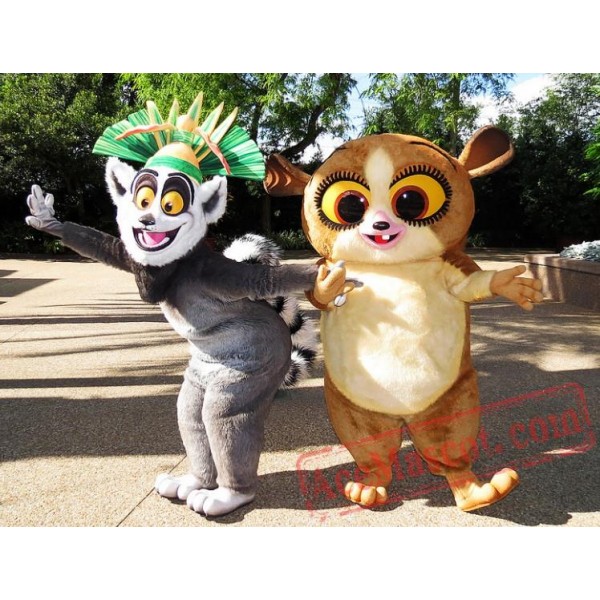 King Julien And Mort Mascot Costume Plush Cartoon Character Costume