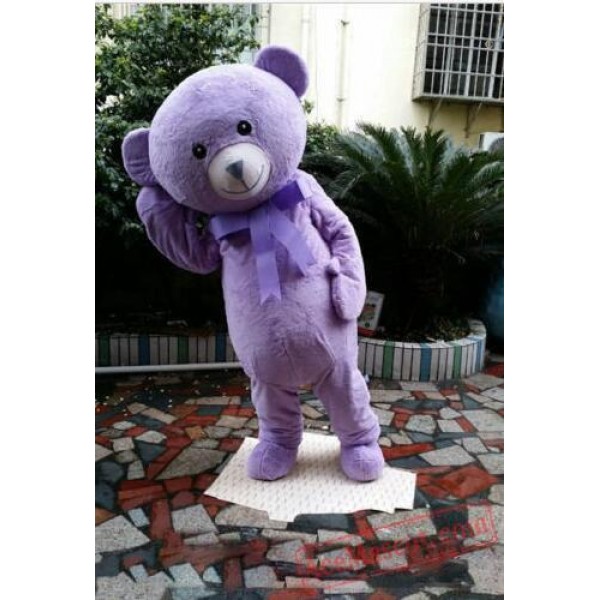 Adult Cartoon Purple Bear Mascot Costume