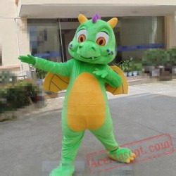 Green Dragon Cartoon Mascot Costume