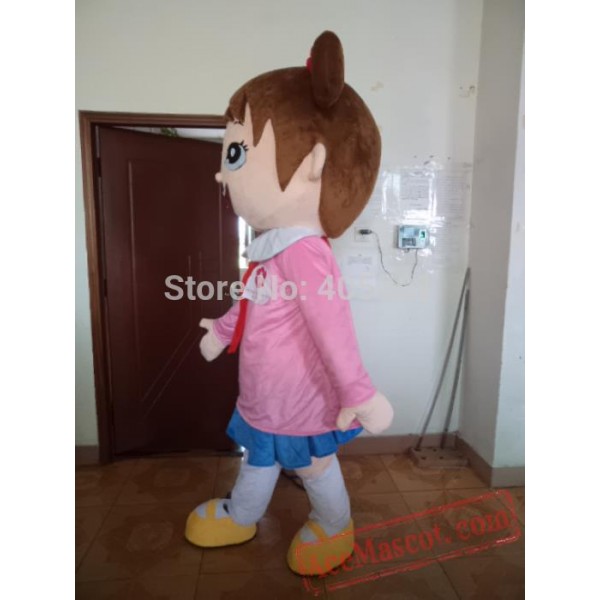 Pink Coat Girl Mascot Costumes