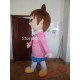 Pink Coat Girl Mascot Costumes