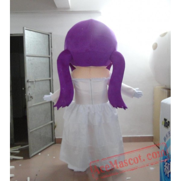 Purple Hair Girl Mascot Costume