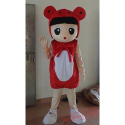 Red Girl Mascot Costume Cartoon