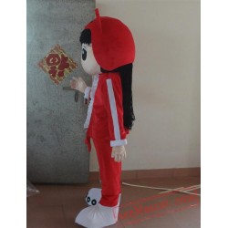 Red Girl Mascot Costume Cartoon