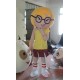 Attractive Girl With Glasses Mascot Costume