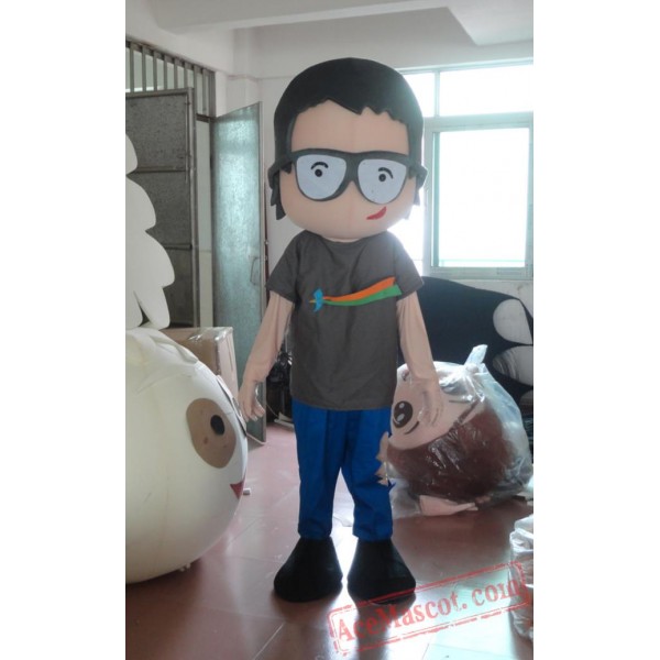 Boy Mascot Costume With Glasses