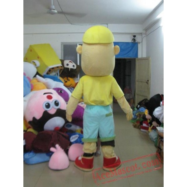 Adult Cartoon Boy Mascot Costume with Red Hat