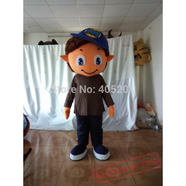 Blue Hat Smile Boy Mascot Costumes Cool Kids Costume