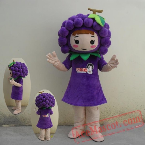 Grape Girl Mascot Costume Fruit Cartoon Character Costume