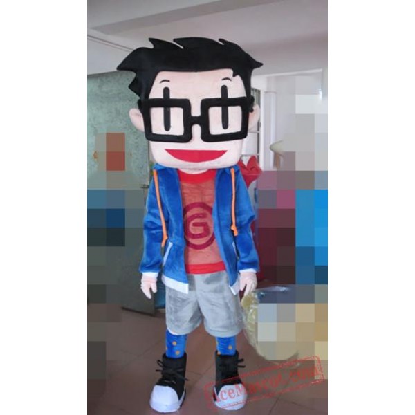 Character Adult Glasses Boy Mascot Costume
