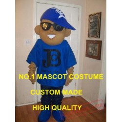 Blue Dj Boy Mascot Costume Adult Cartoon Character