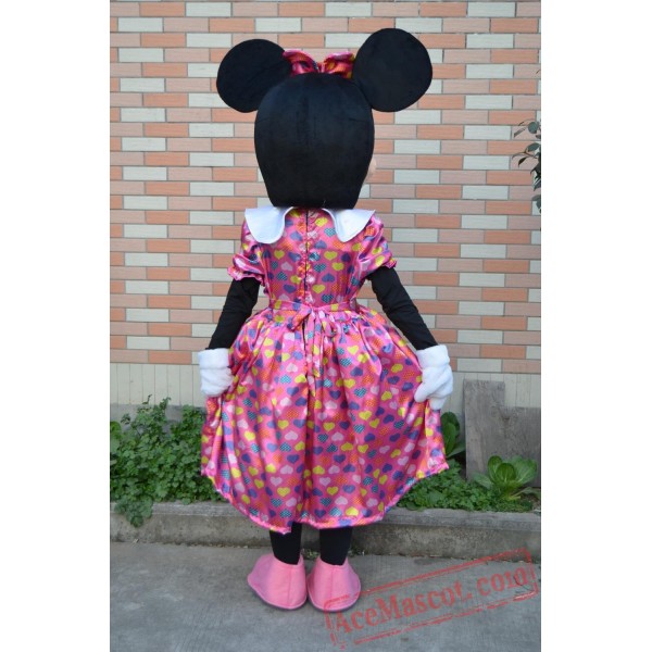 Adult Minnie Mascot Costume With Colorful Dress