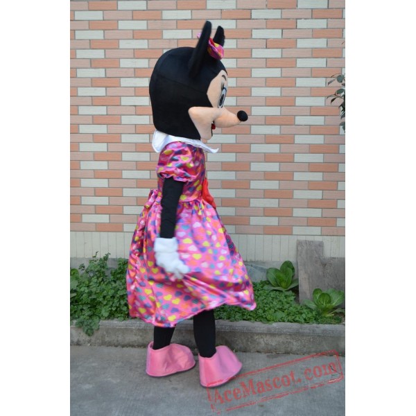 Adult Minnie Mascot Costume With Colorful Dress