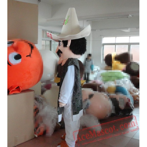 Shooting Man With A Straw Hat Mascot Costume