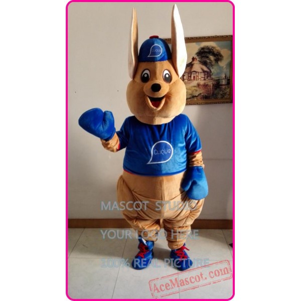 Blue Boxing Kangroo Roo Mascot Costume