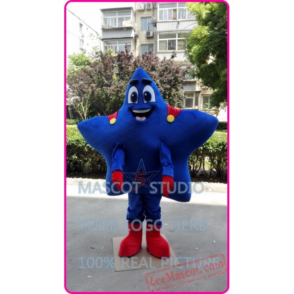 Blue Super Star Mascot Costume