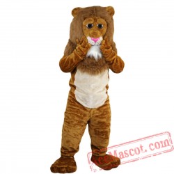 Brown Lion Cartoon Mascot Costume